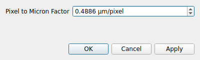 Pixel to Micron Conversion dialog